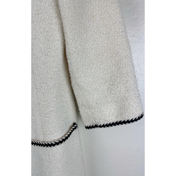 Moda International Womens Size 2 Open Front Ivory Textured 3/4 sleeve - Picture 8 of 9